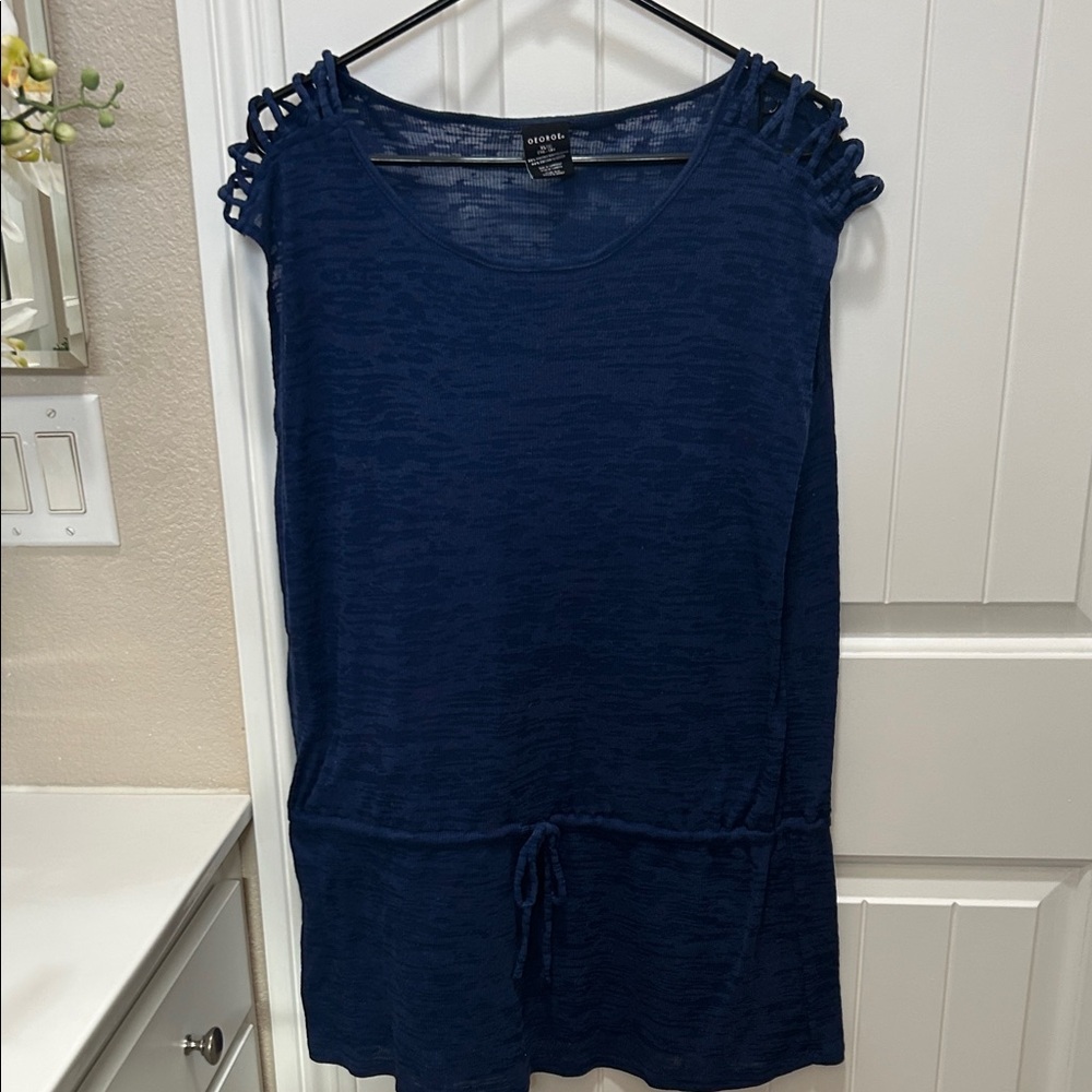 George Navy Blue Blouse with Shoulder Details